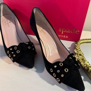 Kate Spade Justine Black Heels with Studded Embellishments